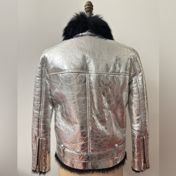 IRO Silver Shearling Leather Jacket - Picture 2 of 10